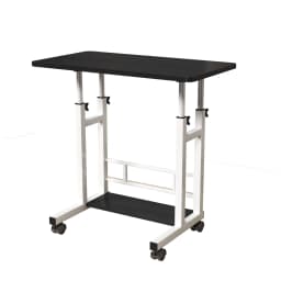 Adjustable Height Mobile Standing Desk, 80.0 cm x 40.0 cm Rolling Laptop Table with Storage Basket, Portable Sit to Stand Workstation with Locking Casters for Small Spaces, Home Office, Black