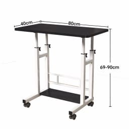 Adjustable Height Mobile Standing Desk, 80.0 cm x 40.0 cm Rolling Laptop Table with Storage Basket, Portable Sit to Stand Workstation with Locking Casters for Small Spaces, Home Office, Black