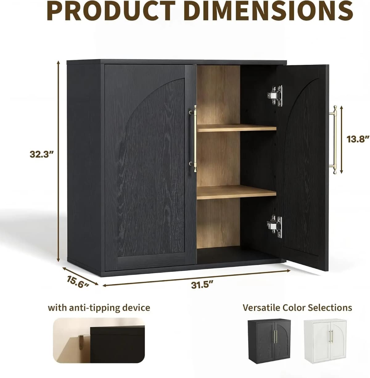 Arched Minimalist Dining Room Storage Cabinet with Adjustable Shelves Solid Wood Entryway Decor Home Furniture Fit Coffee Bars Entryways 