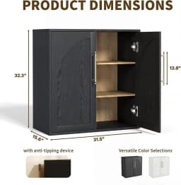 Arched Minimalist Dining Room Storage Cabinet with Adjustable Shelves Solid Wood Entryway Decor Home Furniture Fit Coffee Bars Entryways 