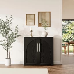 Arched Minimalist Dining Room Storage Cabinet with Adjustable Shelves Solid Wood Entryway Decor Home Furniture Fit Coffee Bars Entryways 