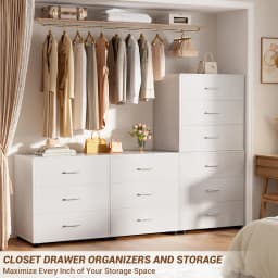 Aheaplus 3-Drawer Wooden Storage Cabinet 2-Pack, Stackable Closet Organizer with Deep Drawers, Nightstand & Bedside Table for Bedroom, Home Office, Entryway – White