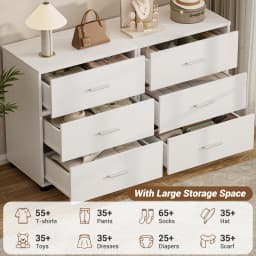 Aheaplus 3-Drawer Wooden Storage Cabinet 2-Pack, Stackable Closet Organizer with Deep Drawers, Nightstand & Bedside Table for Bedroom, Home Office, Entryway – White