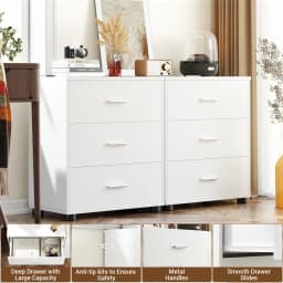 Aheaplus 3-Drawer Wooden Storage Cabinet 2-Pack, Stackable Closet Organizer with Deep Drawers, Nightstand & Bedside Table for Bedroom, Home Office, Entryway – White
