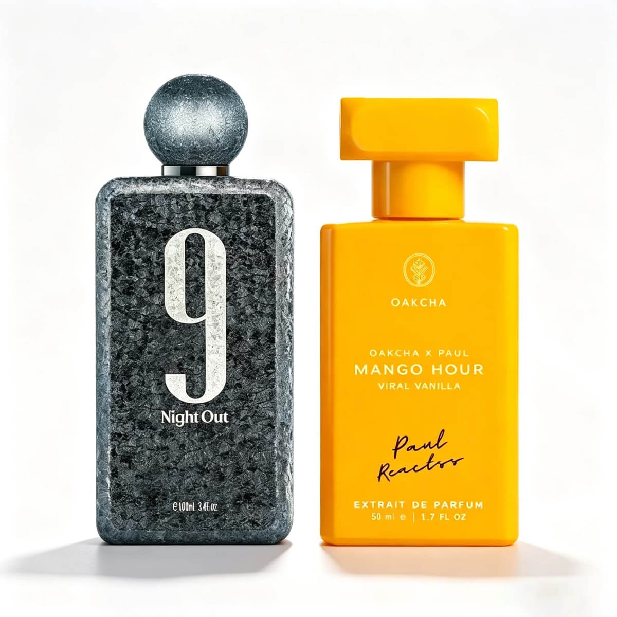 2PCS 9 PM Night Out & Oakcha Mango Hour Extrait De Parfum Gift Set, Unisex Long‑Lasting Oriental Tropical Fruity Gourmand Fragrance Collection