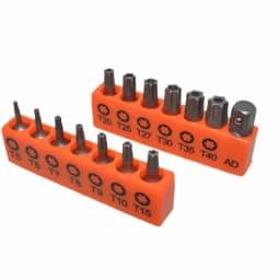 14-Piece S2 Alloy Steel Screwdriver Bit Set – 25mm Hollow Torx (Security) Bits with Storage Strip, Star Bits