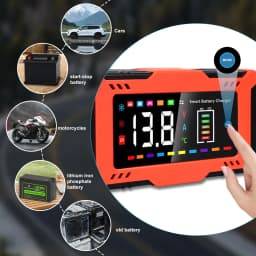 12V 6A Smart Car Battery Charger 9-Stage Automatic Charger 5-in-1 Modes for Car Start-Stop Motorcycle LiFePO4 Batteries with Repair Trickle Charge Temperature Compensation LED Display Safety Protection