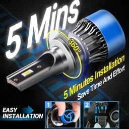 Roadsun Car LED Headlight Bulbs 120W 22000LM CANBUS Super Bright H7 High/Low Beam LED Car Headlamps 6000K DC12V 3570 CSP Chips Auto Light Bulbs Universal Fit For Car Motors