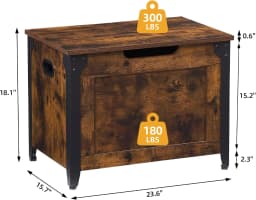 Wooden Storage Trunk with Metal Frame 300lb Weight Capacity Multifunctional for Bedroom Entryway Living Room Car TrunkIdeal Camping Picnics 