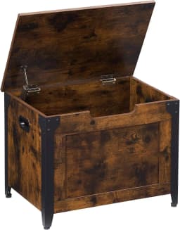 Wooden Storage Trunk with Metal Frame 300lb Weight Capacity Multifunctional for Bedroom Entryway Living Room Car TrunkIdeal Camping Picnics 