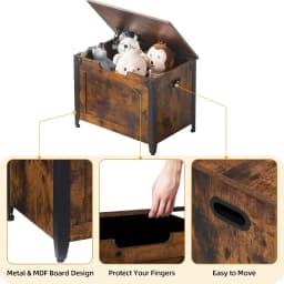 Wooden Storage Trunk with Metal Frame 300lb Weight Capacity Multifunctional for Bedroom Entryway Living Room Car TrunkIdeal Camping Picnics 