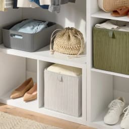 Corduroy Gray Fabric Decorative Storage Bin 11''x10.5'' Home Organization Bin for Toys Clothes And More