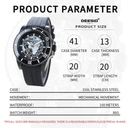 Deesio Upgrade Men's Casual Fashion Automatic Self-Winding Mechanical Wristwatch Luminous Water Resistant Stainless Steel Band Classic Business Dress Round Dial Luxury Elegant Watches Gift for Him Mens Automatic Watch Personalized 100M Water Resistant