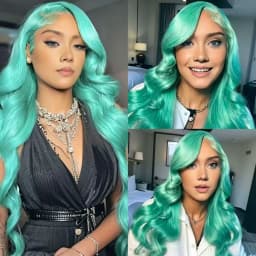 Mint Green Colored Body Wave Human Hair Wigs 13×6 HD Lace Frontal Wig Pre Plucked 180% 210% Density Vietnamese Raw Human Hair Wigs For Women