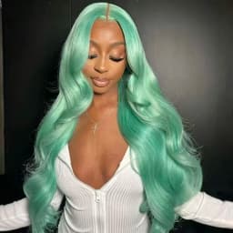 Mint Green Colored Body Wave Human Hair Wigs 13×6 HD Lace Frontal Wig Pre Plucked 180% 210% Density Vietnamese Raw Human Hair Wigs For Women