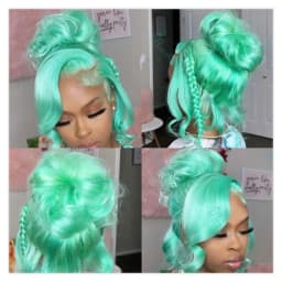 Mint Green Colored Body Wave Human Hair Wigs 13×6 HD Lace Frontal Wig Pre Plucked 180% 210% Density Vietnamese Raw Human Hair Wigs For Women