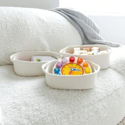 5 Pack Natural Cotton Rope Storage Baskets, Woven Organizer Bins For Nursery, Pet Toys, Bathroom & Montessori