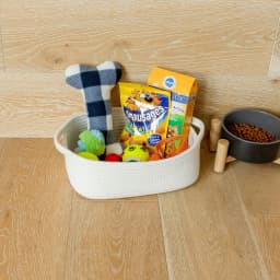 5 Pack Natural Cotton Rope Storage Baskets, Woven Organizer Bins For Nursery, Pet Toys, Bathroom & Montessori