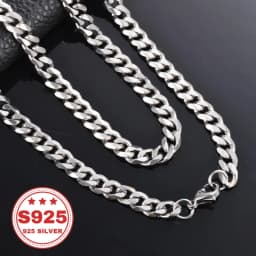 925 Pure Silver Cuban Chain, 10mm Cuban Link, Unisex. Must-Have Trendy Item, Classic and Versatile Style, Made in China, High-End Necklace, Perfect for Gifts. Buy Three Get One Free.
