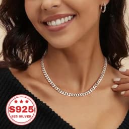 925 Pure Silver Cuban Chain, 10mm Cuban Link, Unisex. Must-Have Trendy Item, Classic and Versatile Style, Made in China, High-End Necklace, Perfect for Gifts. Buy Three Get One Free.