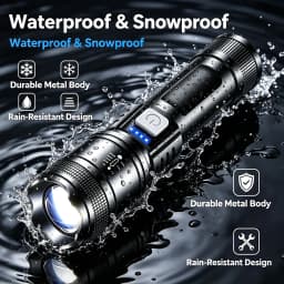 Rechargeable COB Flashlight, 2 Pack USB Rechargeable Tactical Torch with Power Bank Function, 300 Lumens Bright Handheld Flashlight for Camping Hiking Emergency Outdoor