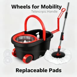 Premium Floor Spin Mop Bucket Set Self-Wringing Mop with Large Wheels and Soap Dispenser for Home Tiles 2026