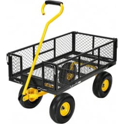 Heavy Duty 880 LBS Capacity Mesh Steel Utility Cart Wagon with Removable 2-in-1 Side Panels, 10 Inch All-Terrain Pneumatic Tires, 180 Degree Adjustable Pull Handle for Garden Yard Farm Camping