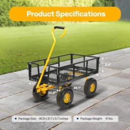 Heavy Duty 880 LBS Capacity Mesh Steel Utility Cart Wagon with Removable 2-in-1 Side Panels, 10 Inch All-Terrain Pneumatic Tires, 180 Degree Adjustable Pull Handle for Garden Yard Farm Camping