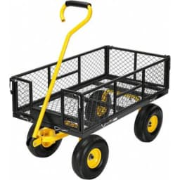 Heavy Duty 880 LBS Capacity Mesh Steel Utility Cart Wagon with Removable 2-in-1 Side Panels, 10 Inch All-Terrain Pneumatic Tires, 180 Degree Adjustable Pull Handle for Garden Yard Farm Camping