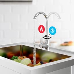 Stainless Steel Simple Wash Basin w/Hot & Cold Faucet Supply Lines Drain Kit Storage Shelf Vegetable Washing Household Single Slot Bracket Dishwasher Kitchen Sink Shelf