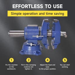 4-Inch Heavy-Duty Rotating Bench Vise with 360-Degree Swivel Base and Multi-Jaw Clamping