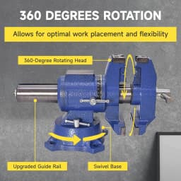 4-Inch Heavy-Duty Rotating Bench Vise with 360-Degree Swivel Base and Multi-Jaw Clamping