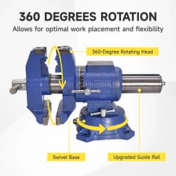 4-Inch Heavy-Duty Rotating Bench Vise with 360-Degree Swivel Base and Multi-Jaw Clamping