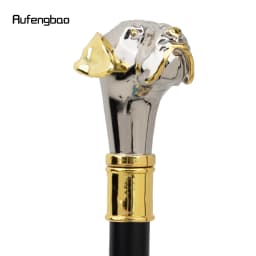 Golden Silver Dog Handle Luxury Pattern Pekingese Stick Party Fashion Walking Stick Decorative Cospaly Cane Knob Crosier 92cm
