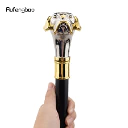 Golden Silver Dog Handle Luxury Pattern Pekingese Stick Party Fashion Walking Stick Decorative Cospaly Cane Knob Crosier 92cm