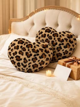 1pc Leopard Print Heart-Shaped Plush Throw Pillow, Soft Fuzzy Filled Decorative Cushion For Sofa Living Room Bedroom Home Decor Aesthetic Pillow SH260720162539335416357