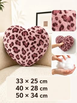 1pc Leopard Print Heart-Shaped Plush Throw Pillow, Soft Fuzzy Filled Decorative Cushion For Sofa Living Room Bedroom Home Decor Aesthetic Pillow SH260720162539335416357
