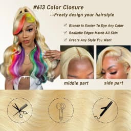 4x4 Hd Lace Closure 613 Blonde Body Wave Brazilian Virgin Human Hair 16Inch Invisible Transparent Lace Pre plucked with baby Hair Natural Hairline Free Part.
