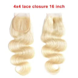 4x4 Hd Lace Closure 613 Blonde Body Wave Brazilian Virgin Human Hair 16Inch Invisible Transparent Lace Pre plucked with baby Hair Natural Hairline Free Part.