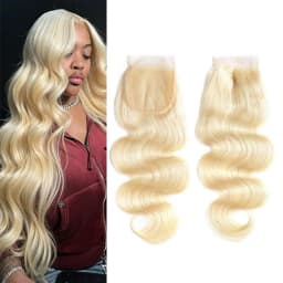 4x4 Hd Lace Closure 613 Blonde Body Wave Brazilian Virgin Human Hair 16Inch Invisible Transparent Lace Pre plucked with baby Hair Natural Hairline Free Part.