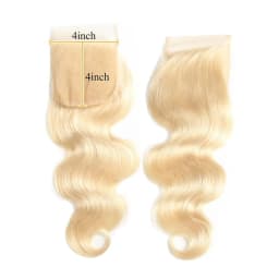 4x4 Hd Lace Closure 613 Blonde Body Wave Brazilian Virgin Human Hair 16Inch Invisible Transparent Lace Pre plucked with baby Hair Natural Hairline Free Part.