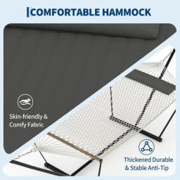 2 Person Portable Hammock with Stand for Outdoor with Pillow, 450LBS Capacity