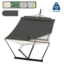 2 Person Portable Hammock with Stand for Outdoor with Pillow, 450LBS Capacity