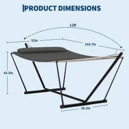 2 Person Portable Hammock with Stand for Outdoor with Pillow, 450LBS Capacity
