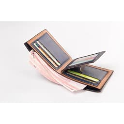 Men's Bifold Leather Credit ID Card Holder Wallet Billfold Purse Clutch Billfold,Genuine leather men's wallet, genuine leather men's short wallet, black wallet, foldable genuine leather credit card/ID card clip, luxury business foldable wallet