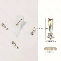 24 Grids Gold Alloy Nail Charms Multi‑Shape Colored Rhinestone Nail Ornaments 3D Luxury DIY Manicure Decor Supplies for Nail Salon Home Use