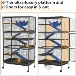 Garvee 59" H Rolling Metal Ferret Cage Large 4-Tier Critter Nation Cage Small Animal Cage for Rats Hamster Guinea Chinchilla Rabbit Cat
