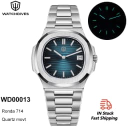 Watchdives WD0013 Quartz Watch Ronda 714 Movement 316L Stainless Steel Sapphire Crystal Super Luminous Waterproof Men Watches