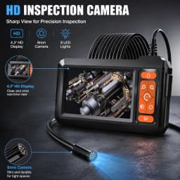 4.3‑Inch IPS Screen Automotive Endoscope Camera, 1080P HD Borescope Inspection Camera with 8 Adjustable LED Lights for Auto Engine Diagnostic Repair