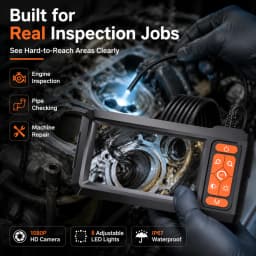 4.3‑Inch IPS Screen Automotive Endoscope Camera, 1080P HD Borescope Inspection Camera with 8 Adjustable LED Lights for Auto Engine Diagnostic Repair